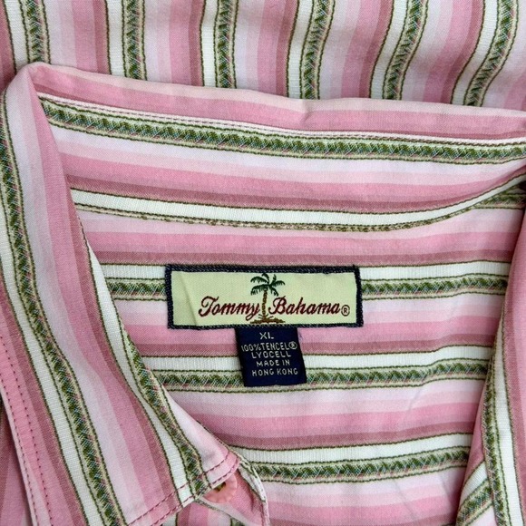 Other - 90s Tommy Bahama Tencel Lyocell Vertical Stripe Button Up